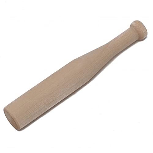 Pinehurst Crafts Unfinished Mini Wooden Baseball Bat, 4 Inch Tall (5/8 Inch Thick), Pack of 6, BaseballBat_4IN