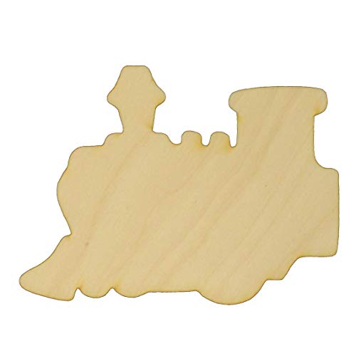 Unfinished Train Wood Cutout Available in a Variety of Sizes and Thicknesses (1/4″ Thickness, Small 4.2″ x 3.15″ (Package of 10))