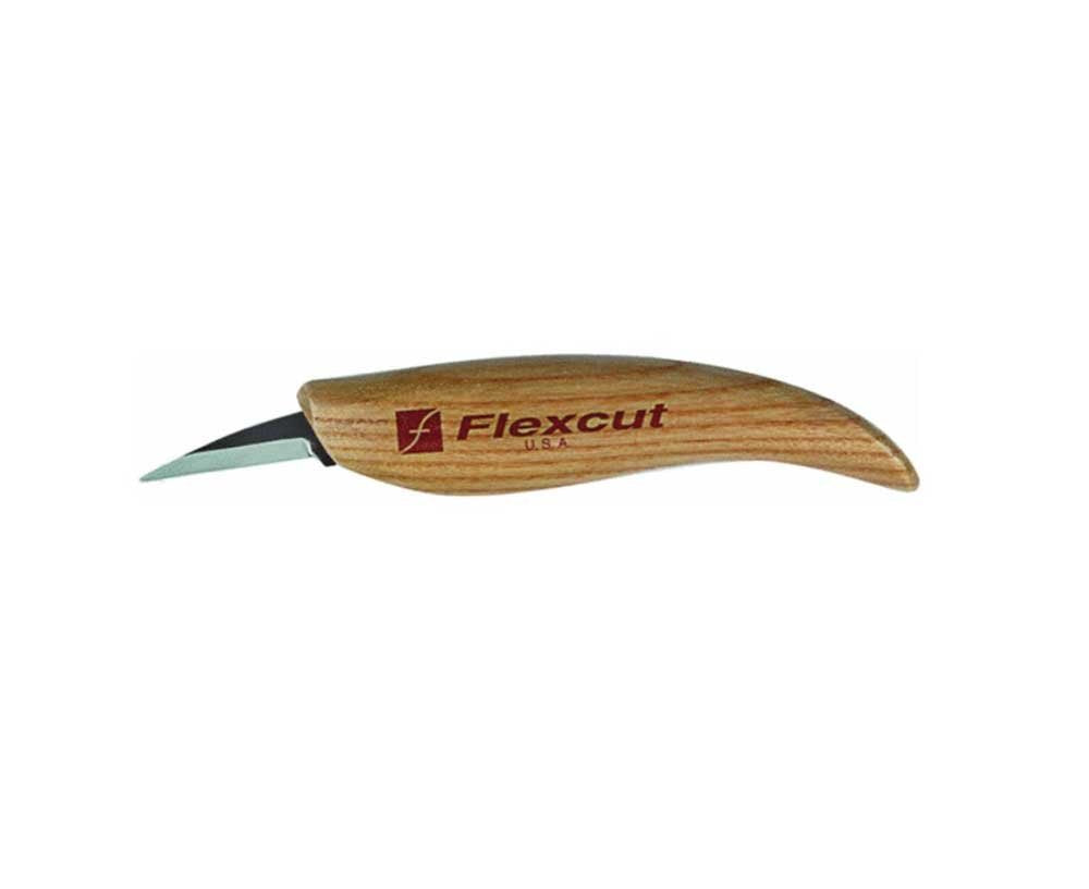 FLEXCUT Detail Knife, High Carbon Steel Blade, Ergonomic Ash Handle, 1-1/2 inch Blade Bevel Length (KN13)