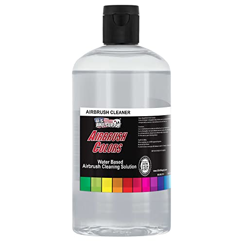 U.S. Art Supply Airbrush Cleaner, 16-Ounce Pint Bottle – Fast Acting Cleaning Solution, Quickly Remove Water-Based Acrylic Paint, Watercolor, Makeup