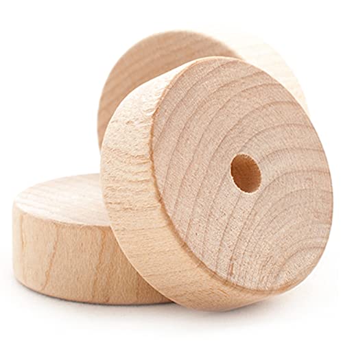 Pinehurst Crafts Flat (Slab) Wooden Toy Wheels, 1-1/2 Inch x 1/2-Inch Thick (with 1/4-Inch Hole), Pack of 24