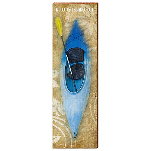 Kelleys Island Kayak Home Decor Art Print on Real Wood