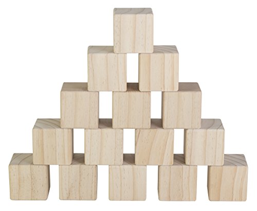 Set of 15 Large Wooden Blocks – 2 Inch Natural Wood Square Cubes – with Sanded Smooth Surface for Photo Blocks, Crafts, Art Supplies, Puzzle Projects