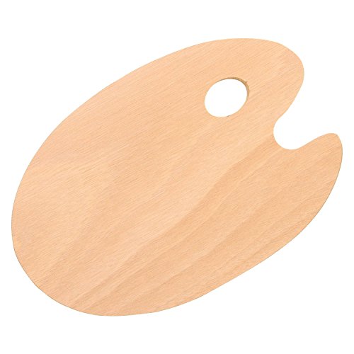 U.S. Art Supply 8″ x 12″ Large Wooden Oval-Shaped Artist Painting Palette with Thumb Hole – Wood Paint Color Mixing Tray – Easy Clean, Mix Acrylic,