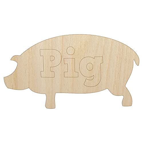 Pig Silhouette Fun Text Unfinished Wood Shape Piece Cutout for DIY Craft Projects – 1/8 Inch Thick – 4.70 Inch Size