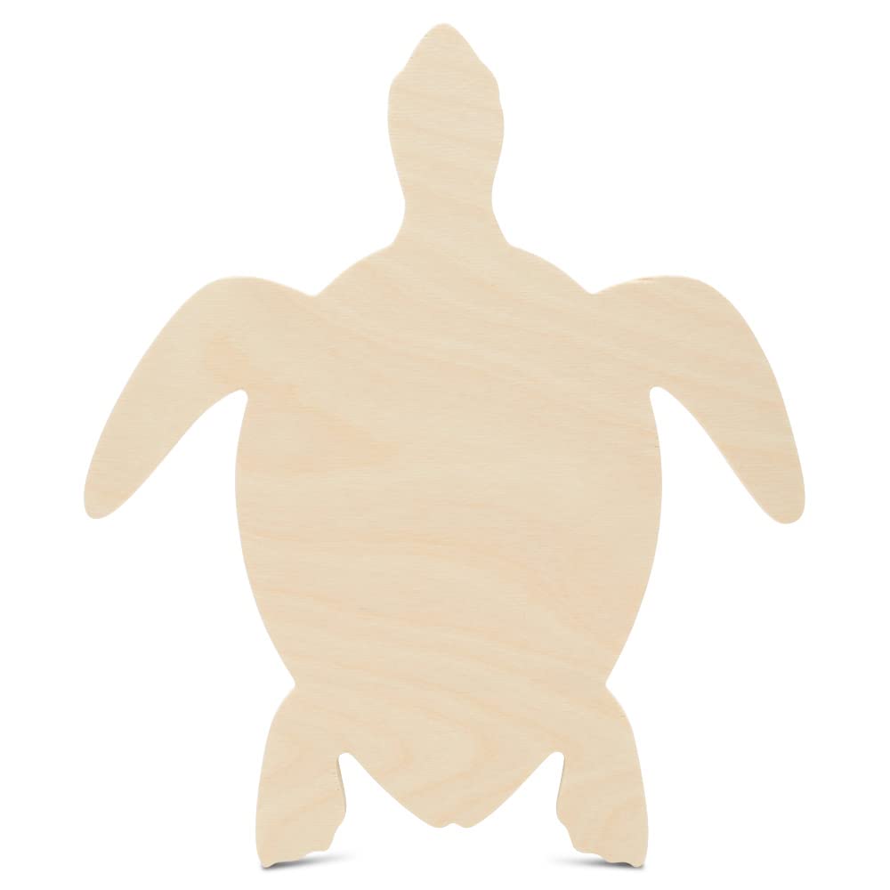 Turtle Wood Cutout 10 x 12 inches, Pack of 2 Wood Crafts Unfinished Sea Animal Cutout, Wooden Shapes for Crafts/Decor, by Woodpeckers