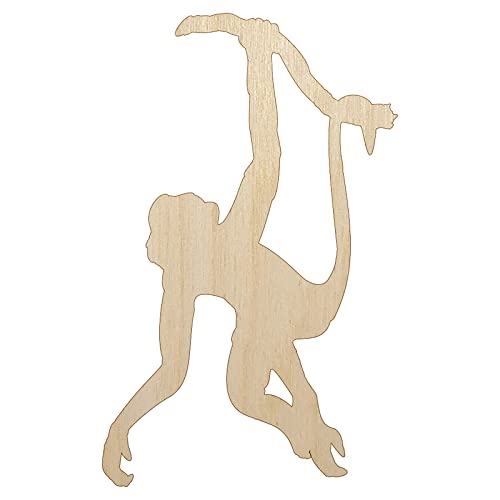 Monkey Hanging from Tree Solid Unfinished Wood Shape Piece Cutout for DIY Craft Projects – 1/8 Inch Thick – 6.25 Inch Size