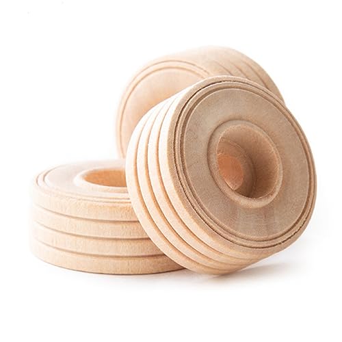 Pinehurst Crafts Mini Treaded Wooden Toy Wheels, 1-1/4 Inch Diameter x 1/2-Inch Thick (1/4-Inch Hole), Pack of 10