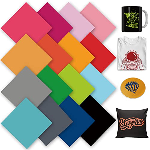 WOWOCUT Infusible Transfer Ink Sheets,16 Pack 12″X12″ Solid Color Heat Press Transfer Paper, Sublimation Ink Sheet for Cricut Machine, DIY