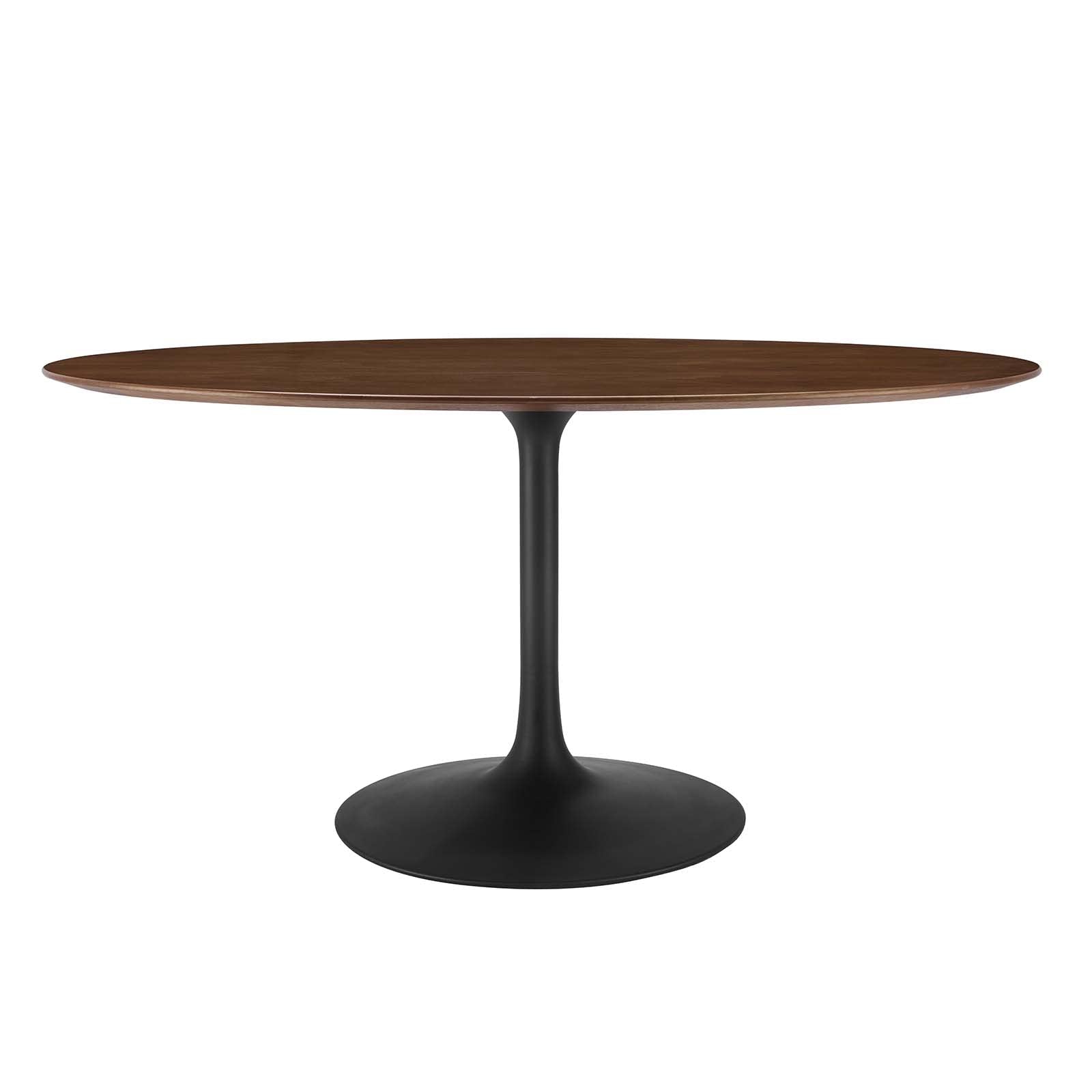 Modway Lippa 60″ Oval-Shaped Mid-Century Modern Dining Table with Walnut Top and Black Base