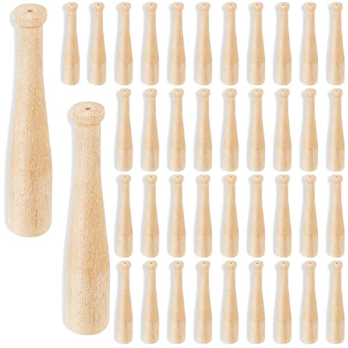 Wesiti 100 Pcs Mini Baseball Bat 2 Inch Unfinished Wooden Bats Unpainted Small Baseball Bats Miniature Bats for Painting Keychain Action Figures DIY