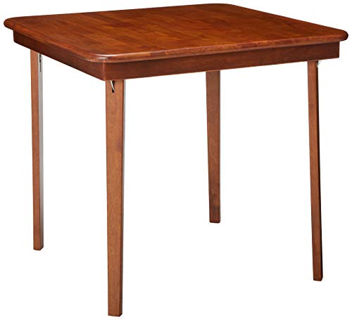 STAKMORE Straight Edge 32″ Square Folding Card Table, Cherry Finish