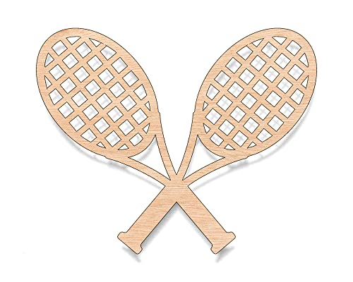 Unfinished Wood for Crafts – Tennis Rackets Pair – Large & Small – Pick Size – Unfinished Wood Cutout Shapes Court Team Finals Colege High School