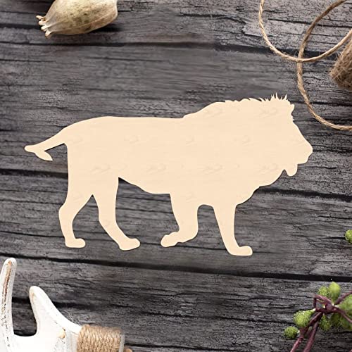 Unfinished Lion Wood Craft Unfinished Wooden Cutout Art DIY Wooden Signs Inspirational Wall Plaque Rustic Home Wall Hanging Sign Decor for Bedroom