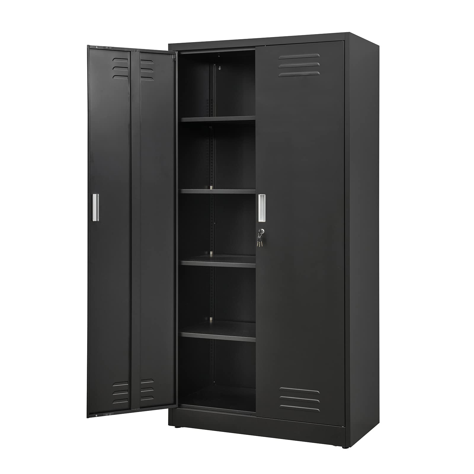 TaskStorz 72 Inch Metal Storage Cabinet with Locking Doors and Adjustable Shelves, Steel SnapIt Cabinet, Metal Garage Cabinet, Lockable Tool Cabinets