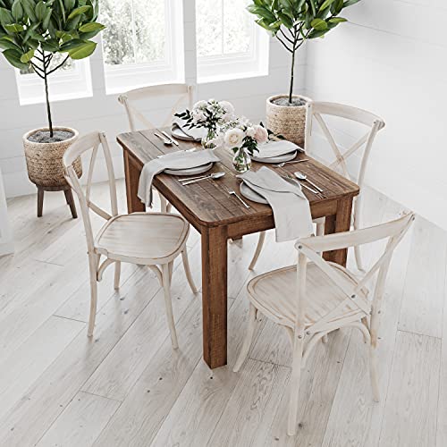 Merrick Lane Jessamine 46″ x 30″ Rectangular Antique Rustic Solid Pine Farm Dining Table