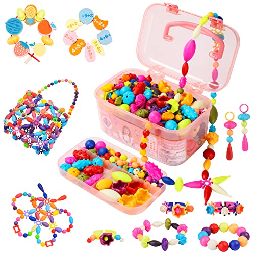 BEMITON Pop Beads Jewelry Making Kit for Girls – Arts and Crafts for Kids Ages 3 4 5 6 7 8 Years Old, Montessori Toys Snap Beads DIY Bracelet