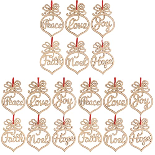 COHEALI 18 pcs Design DIY Twine Decorations Gift Christmas Unfinished Decor Festival Cutouts Wood Love Pendants Drawing Holiday Graffiti for Hope