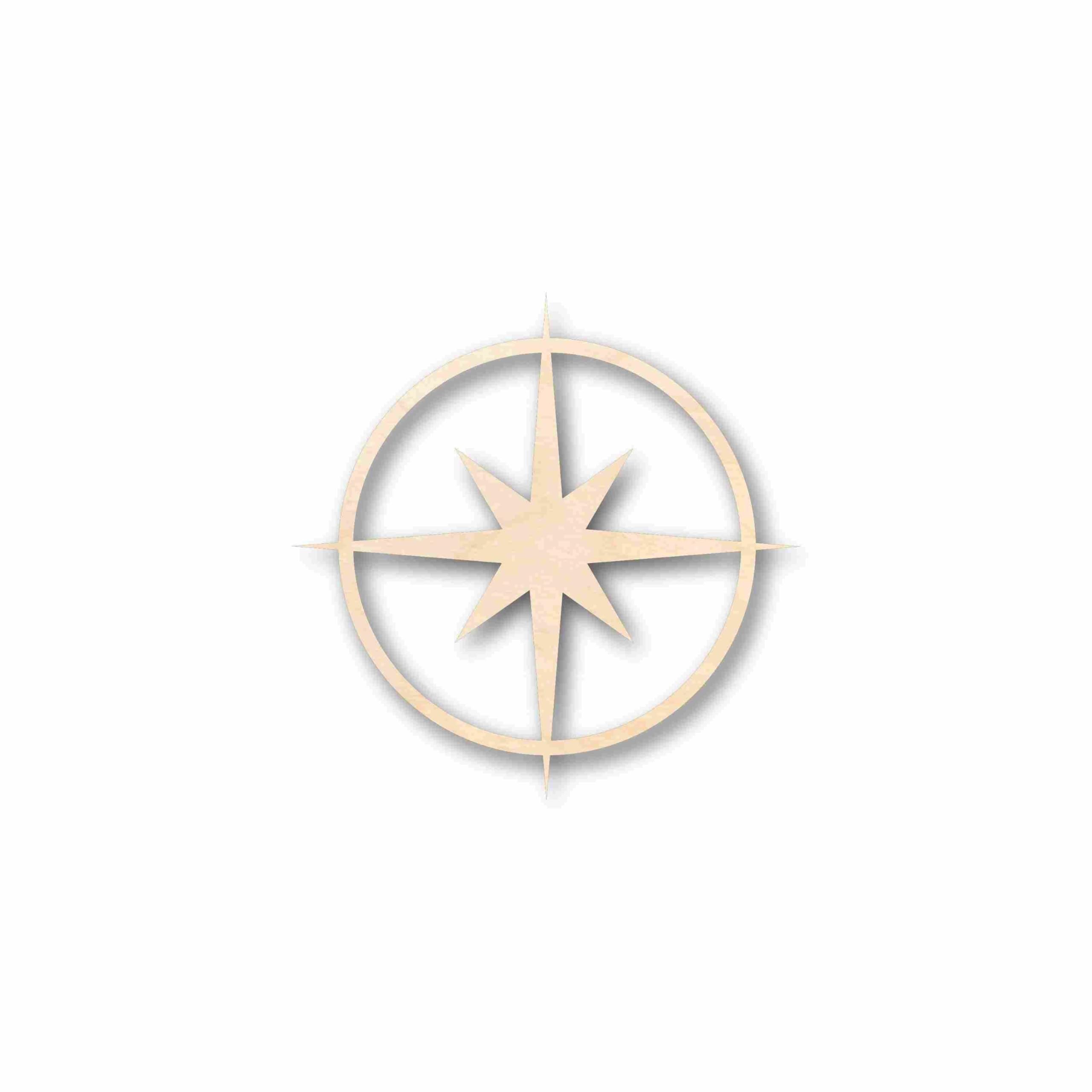 Unfinished Wood Compass Rose Star Sharp Six Point Star Silhouette – Craft- up to 24″ DIY 10″ / 1/4″