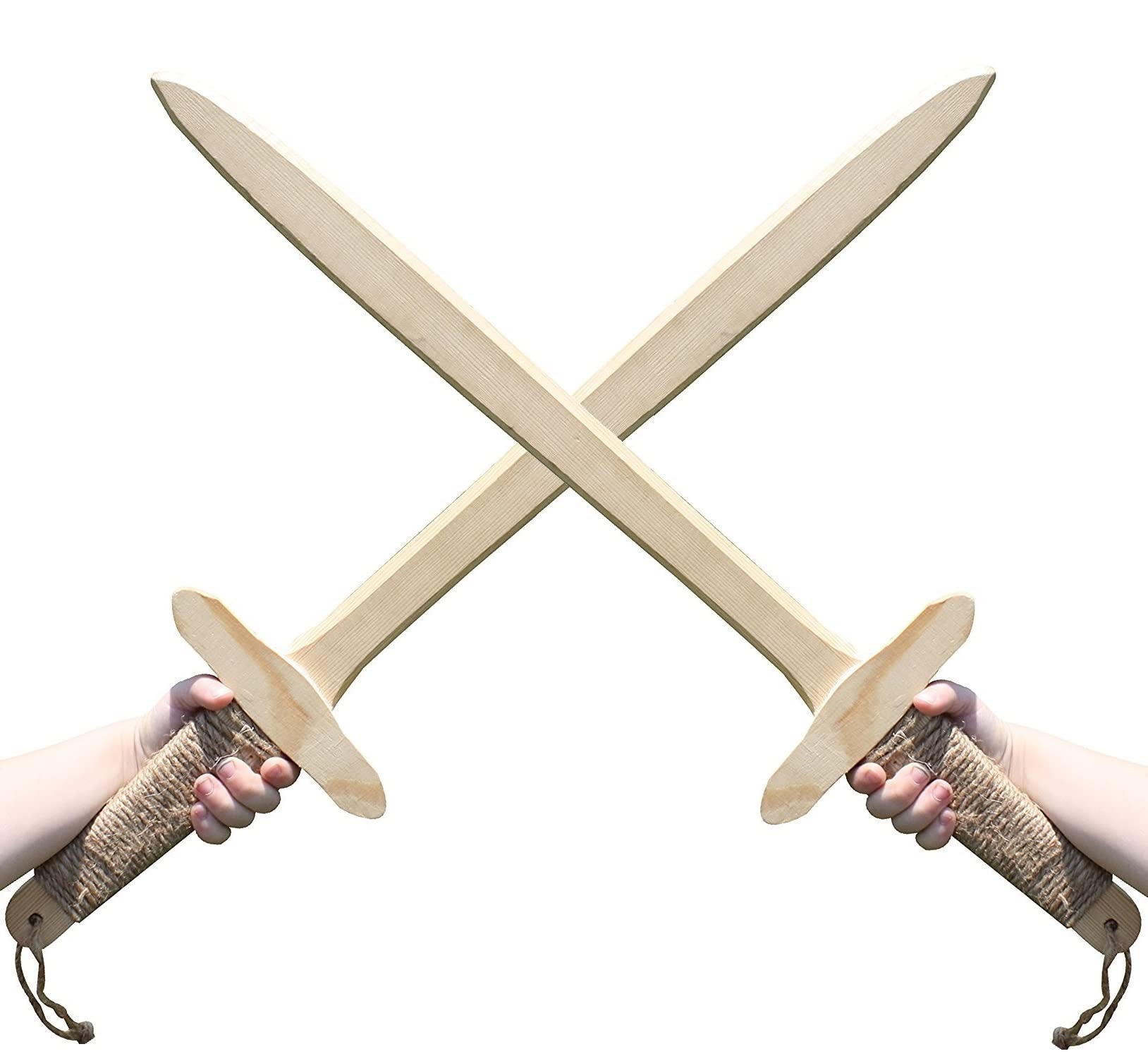 Adventure Awaits! Wooden Toy Sword for Kids with Jute Wrapped Handle | 2 Pack | Lightweight and Durable for Imaginative Kids | Set of 2