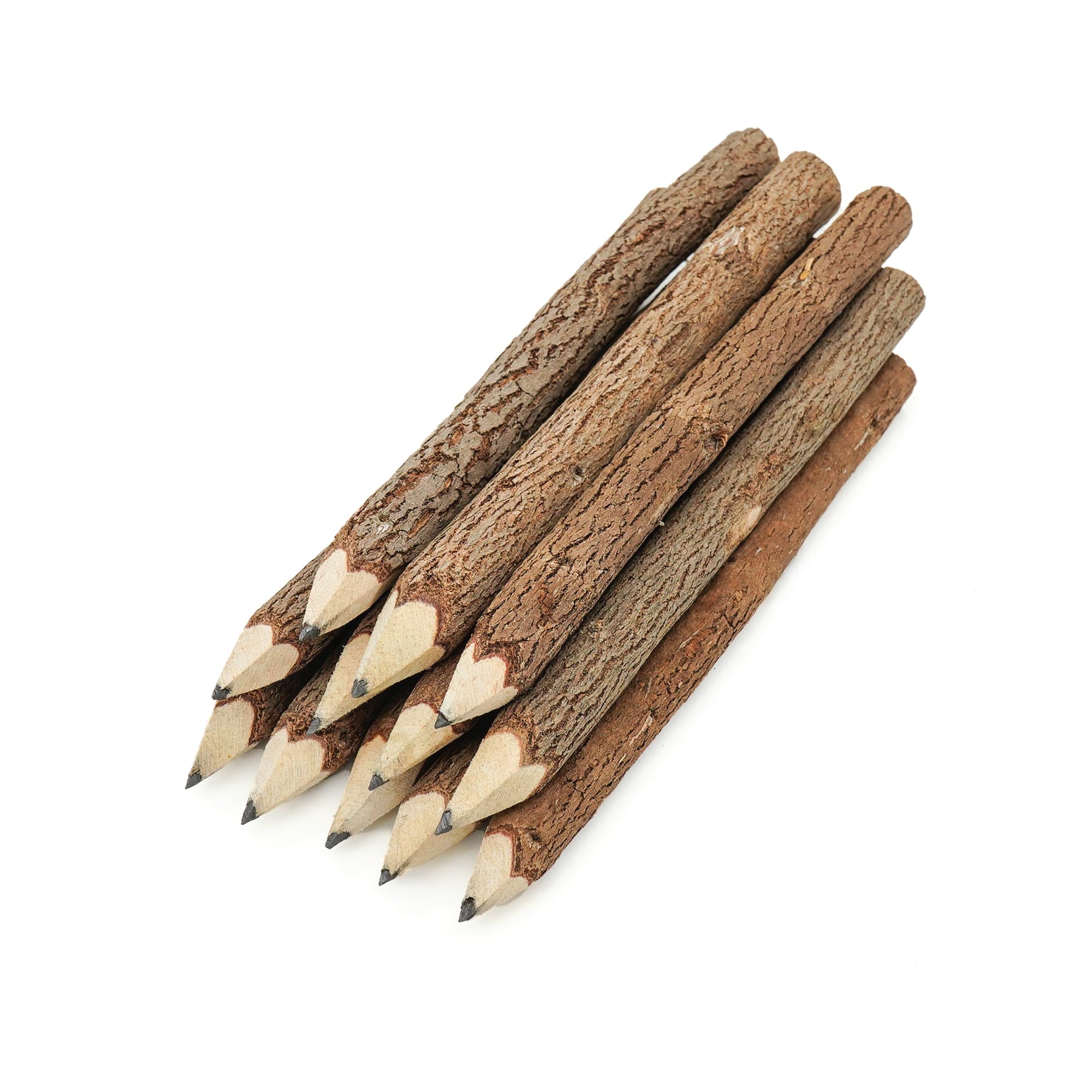 BSIRI Pencil Wood Graphite Wooden Tree Rustic Twig Pencils Birch of 12 Camping Lumberjack Decorations Party Supplies Novelty Gifts Bark Pencils Gifts