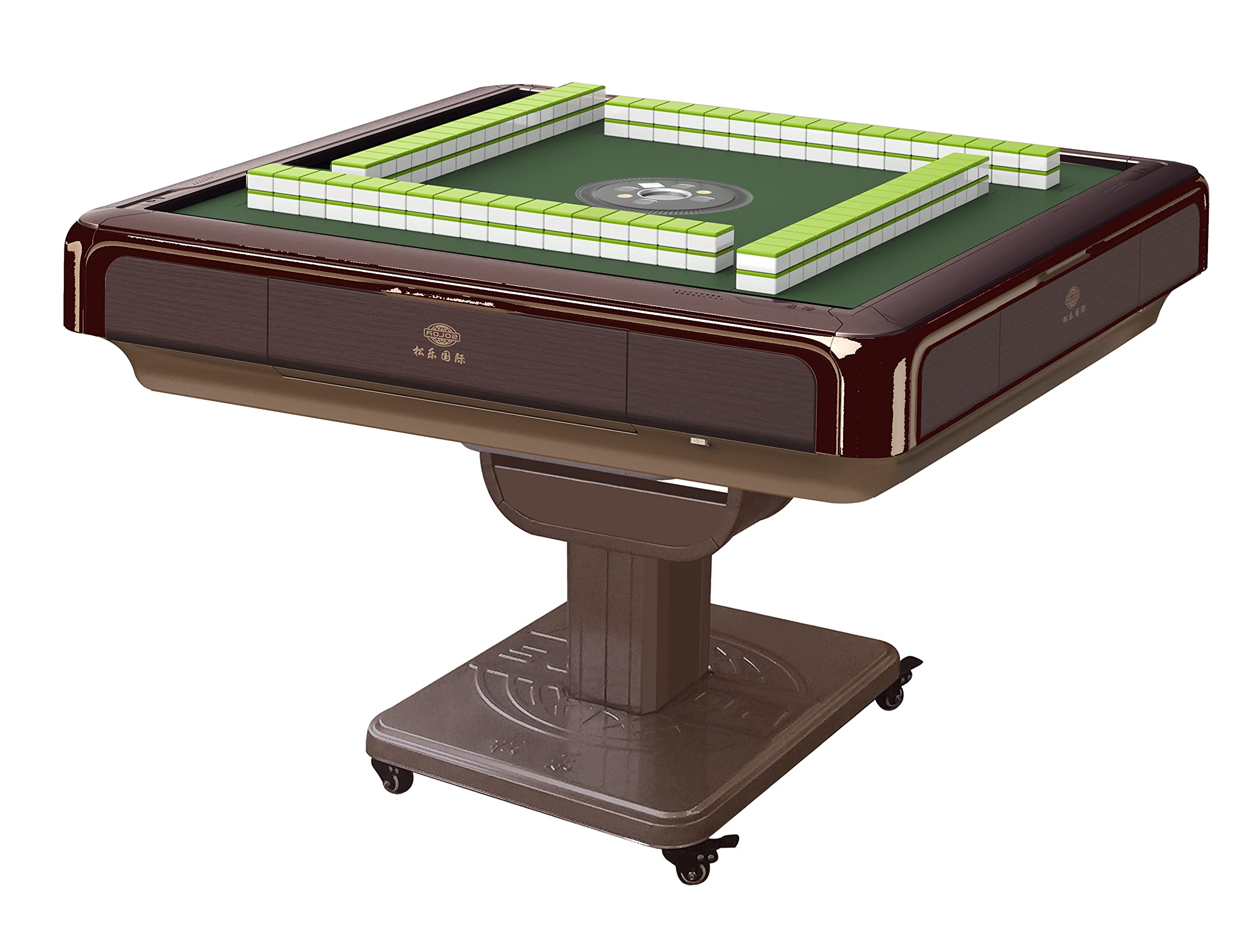 Folding Automatic Mahjong Mah jongg Table 36mm American Mahjong Numbered Tiles Foldable Style with 2 Sets of Tiles + 4 Racks Built-in Hard Table