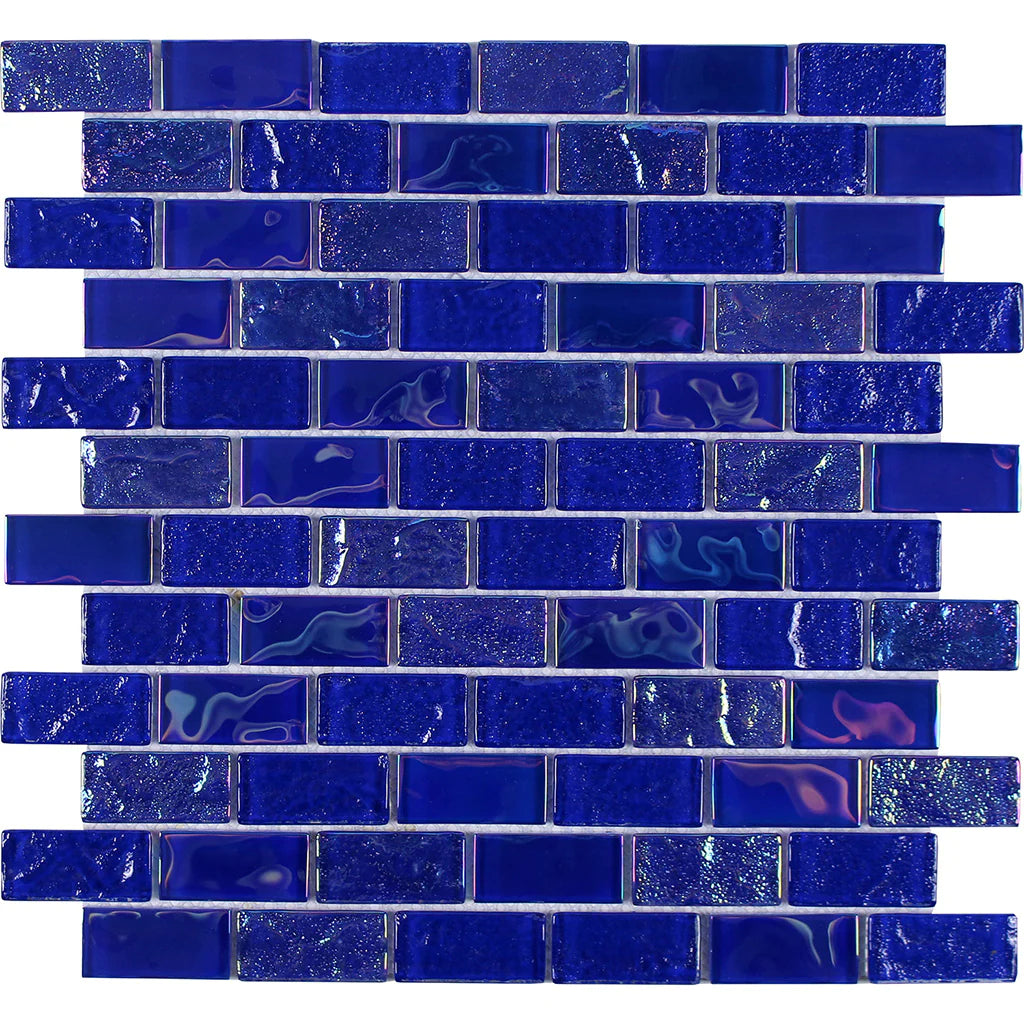 Aquatica Cobalt 1″x2″ Glass Mosaic Tile 12″x12″ – Mercury Collection