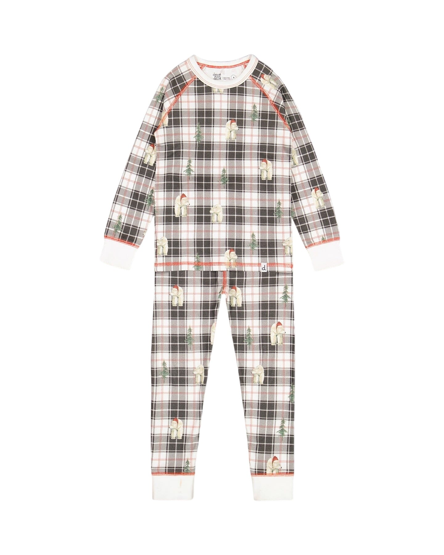 Organic Cotton Kids Christmas Family Two Piece Printed Polar Bear Pajama Set