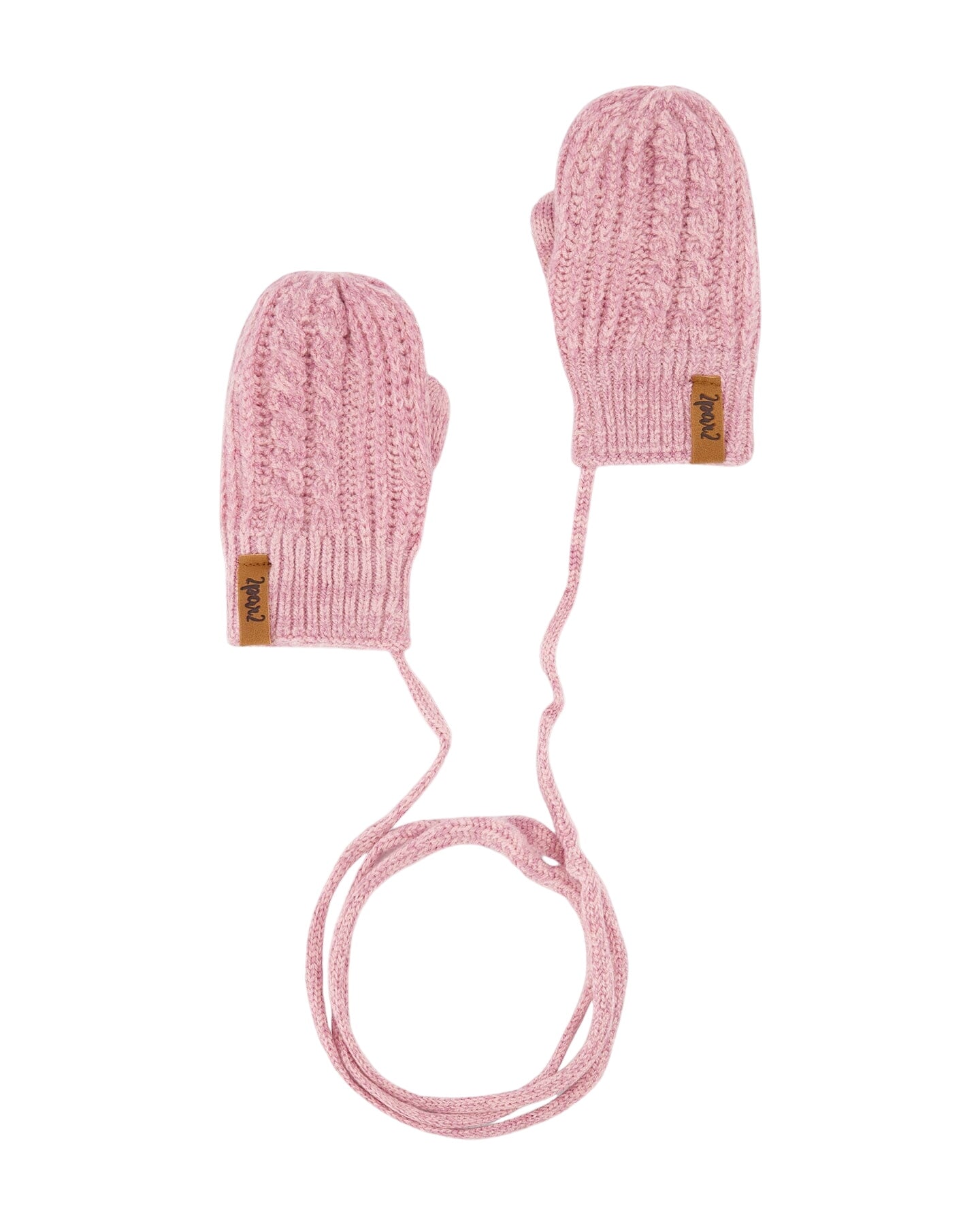 Baby Knitted Mittens With String Ancient Rose