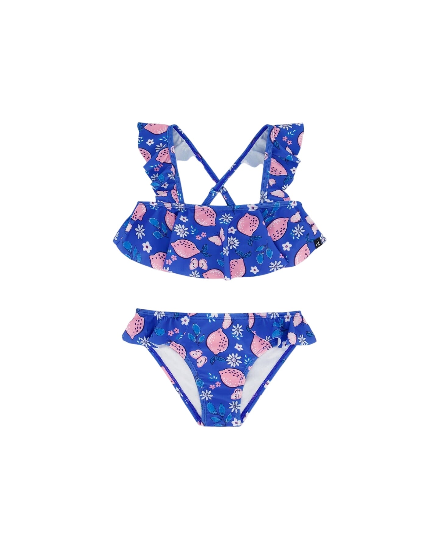 Two Piece Swimsuit Royal Blue Printed Pink Lemon