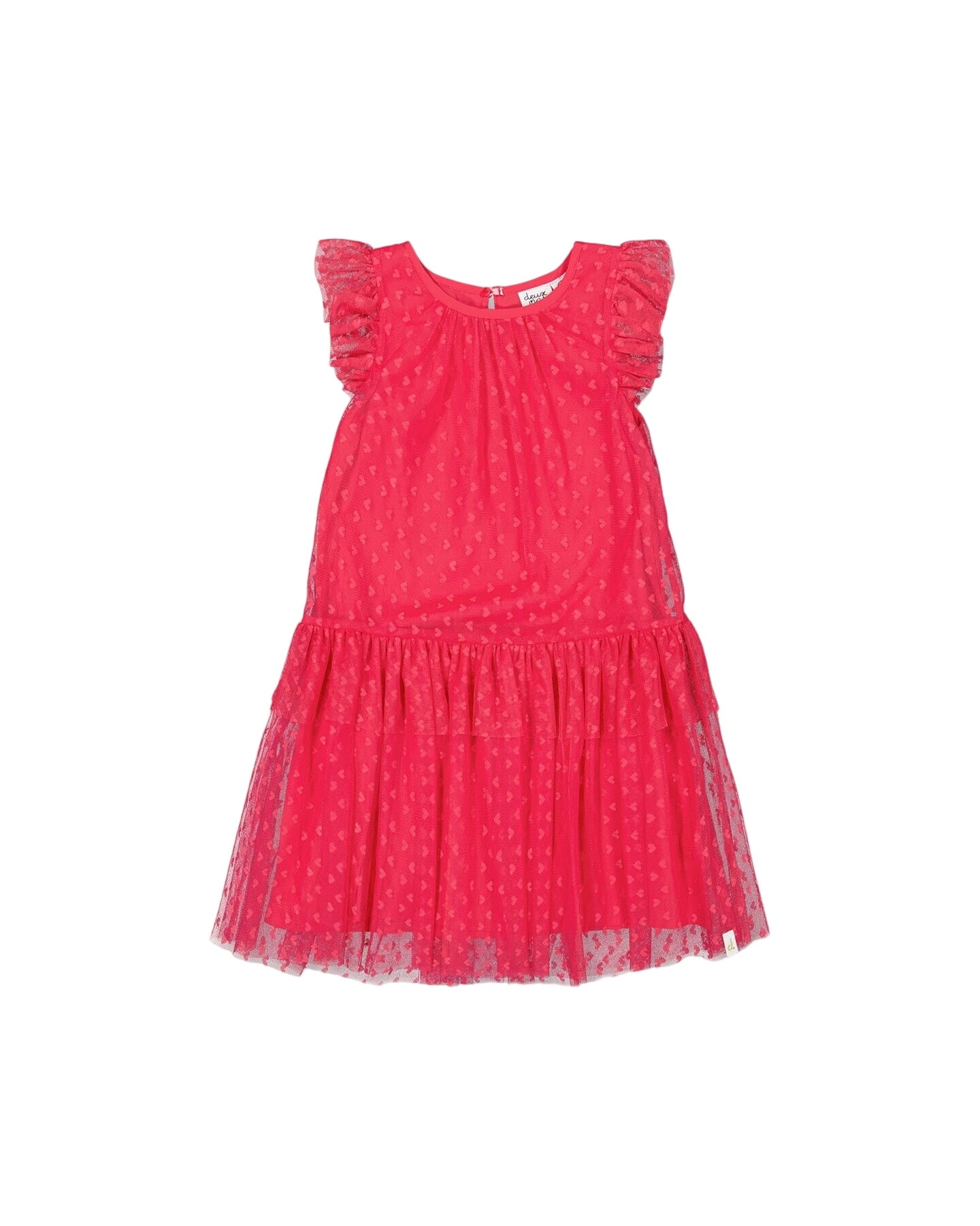 Heart Mesh Jacquard Dress Hot Pink