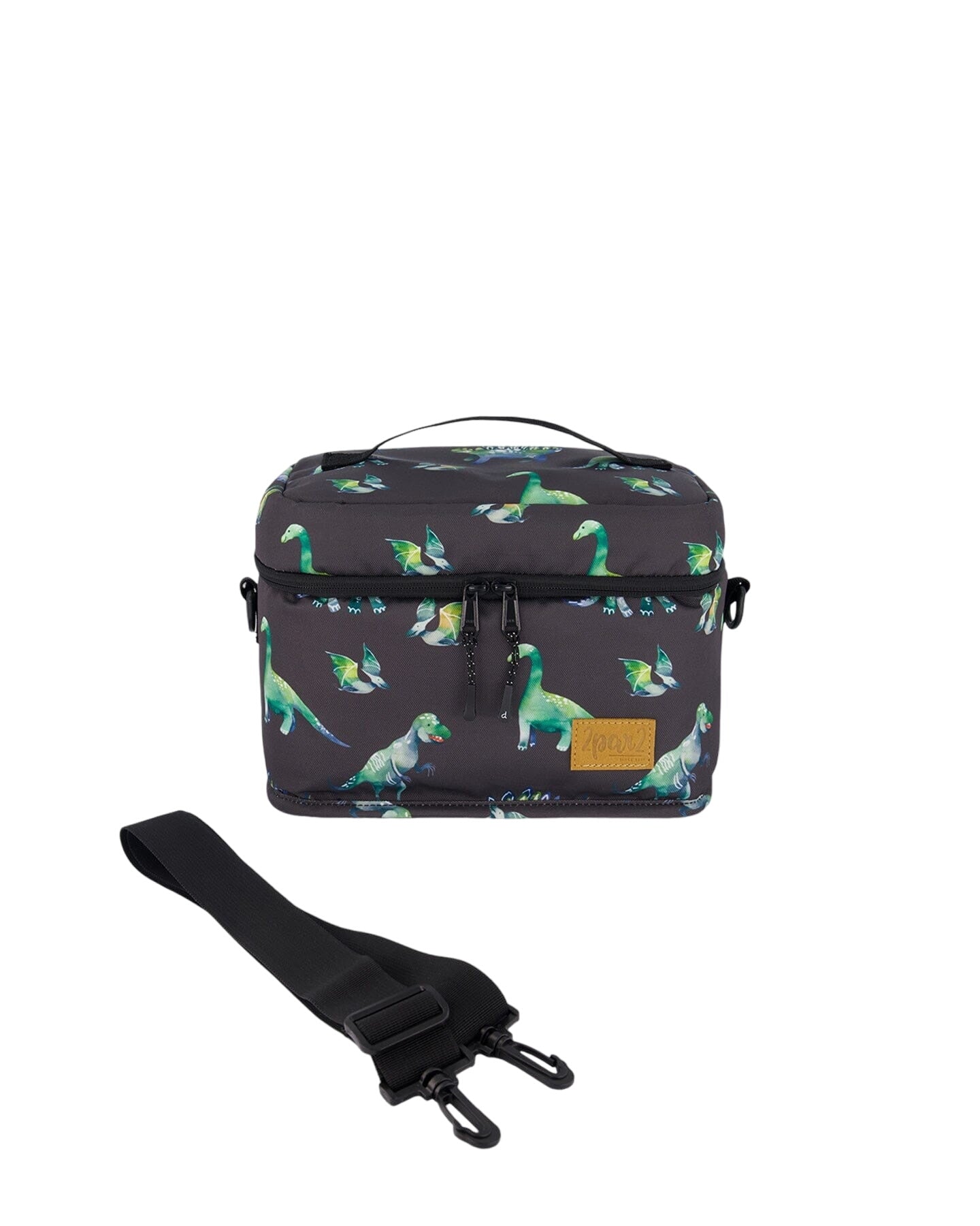 Lunch Box Grey Printed Dinosaurs