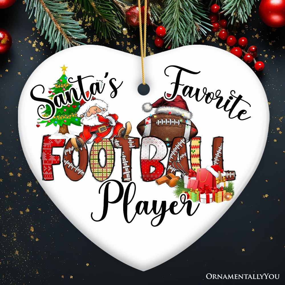 Santa’s Favorite Football Player Ornament, Playful Athletic Christmas Gift