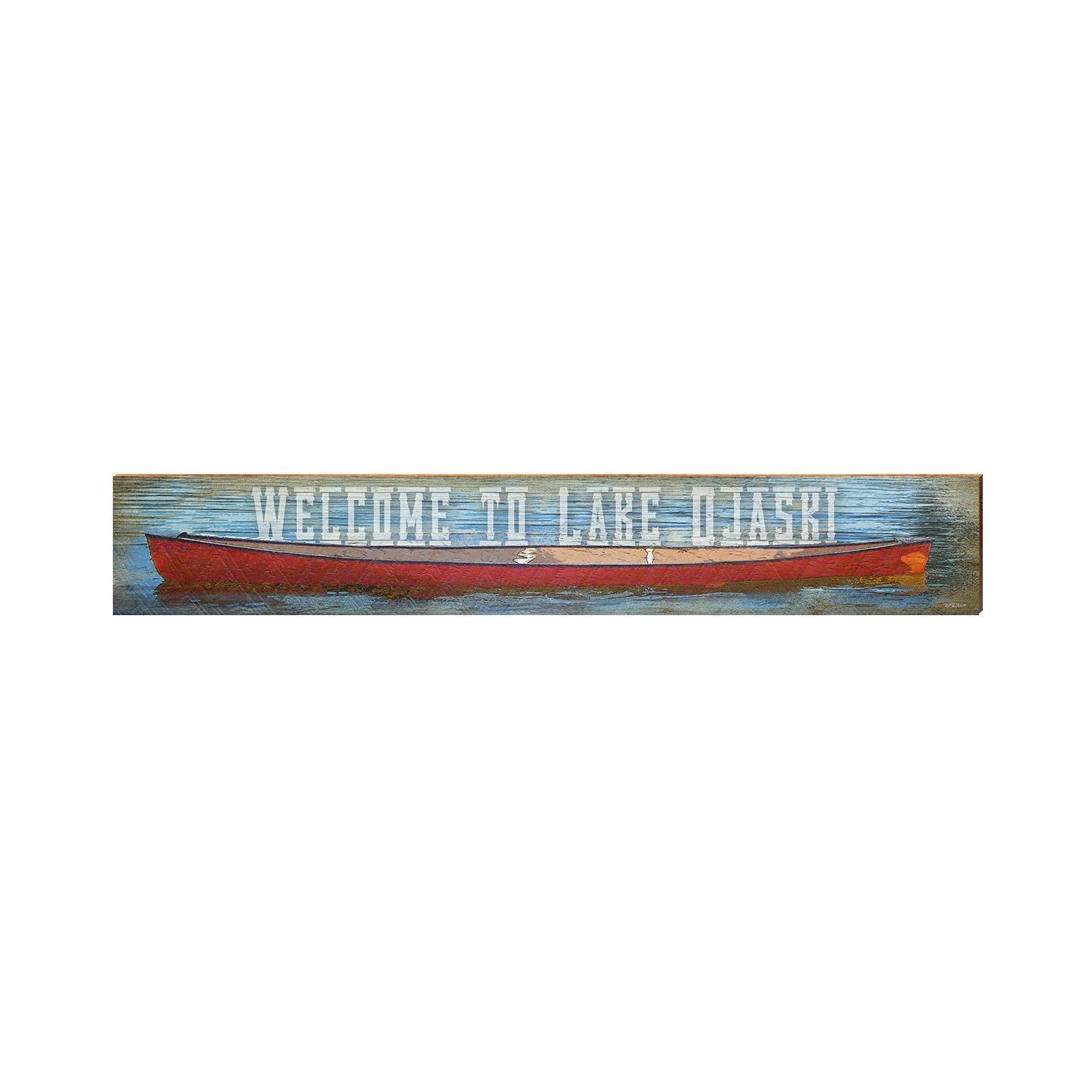 Welcome to Lake Ojaski Canoe Sign | Wall Art Print on Real Wood