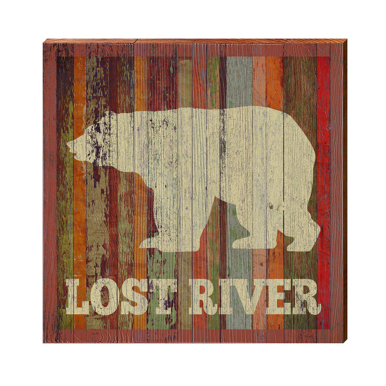 Lost River Bear Orange Boards | Wall Art Print on Real Wood