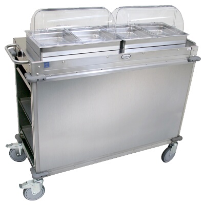 Cadco CBC-HH – Junior Mobile Buffet Cart, (2) hot buffet servers, (2) drawers, stainless steel panels