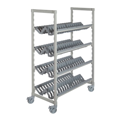 Cambro CPMU244875PDPKG – Mobile Angled Drying Rack Cart, 24″W x 48″L x 75″H, speckled gray