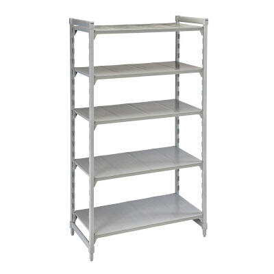 Cambro CPU242484S5PKG – Shelving Unit, 24″W x 24″L x 84″H, (5) solid shelves, speckled gray