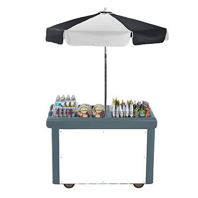 Cambro CVC55191 – Vending Cart, 55″ x 31″ x 93″H, (1) well, granite gray with umbrella