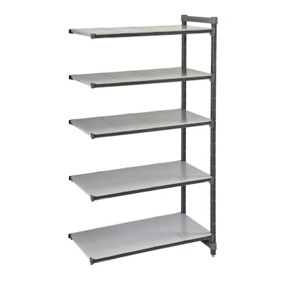 Cambro EXA216084S5480 – Add-On Shelving Unit, 21″W x 60″L x 84″H, (5) solid shelves, speckled gray