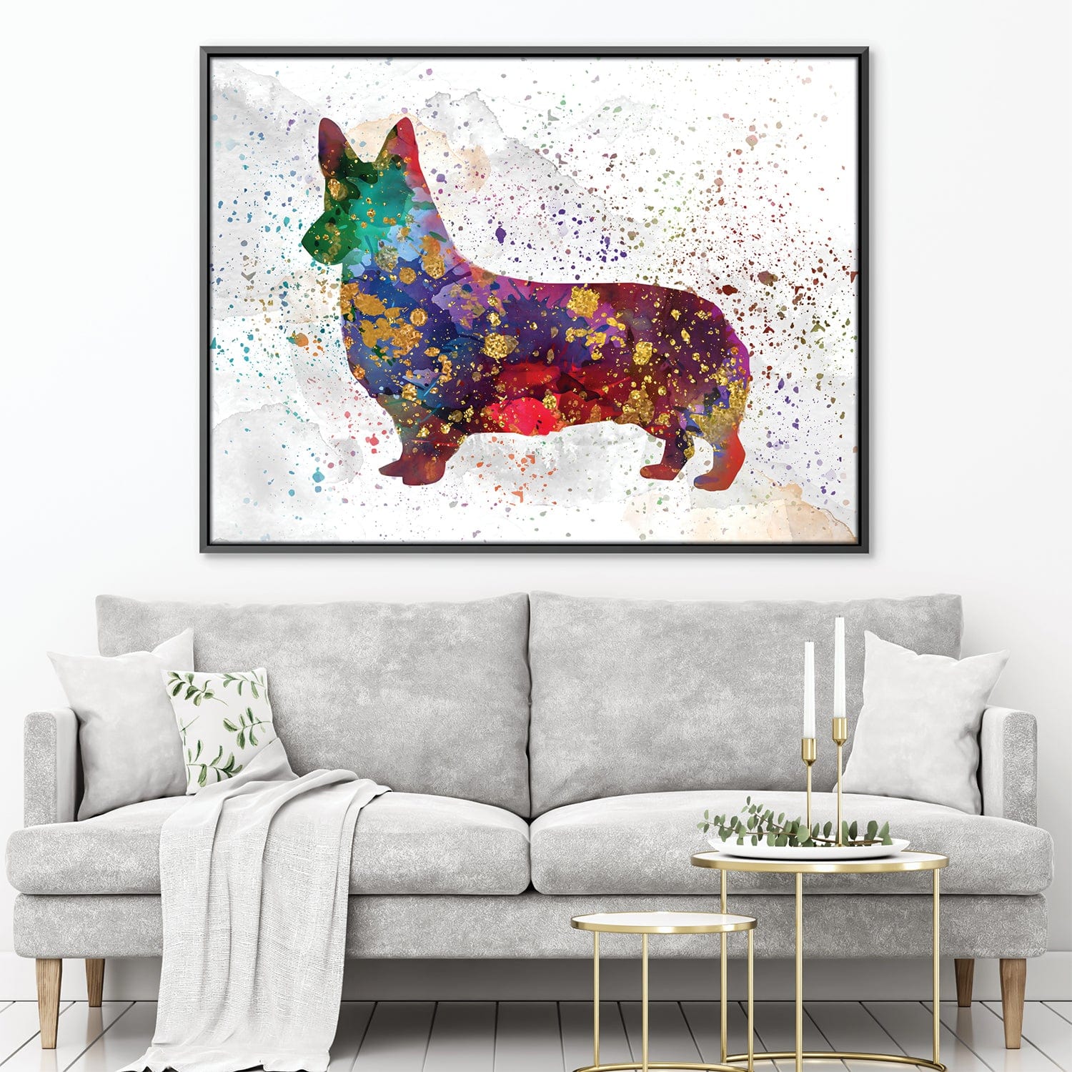 Corgi Splatter Canvas