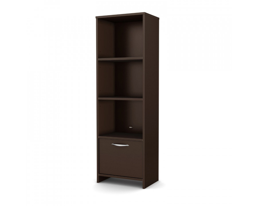 FaFurn – 3-Shelf Bookcase with Bottom Door Storage Space in Chocolate, Wood