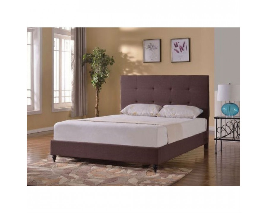 FaFurn – Twin Size Platform Bed with Tufted Headboard in Brown