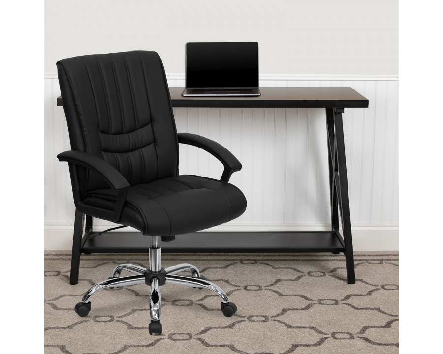 BLNK – Hansel LeatherSoft Mid-Back Swivel Manager’s Office Chair with Arms