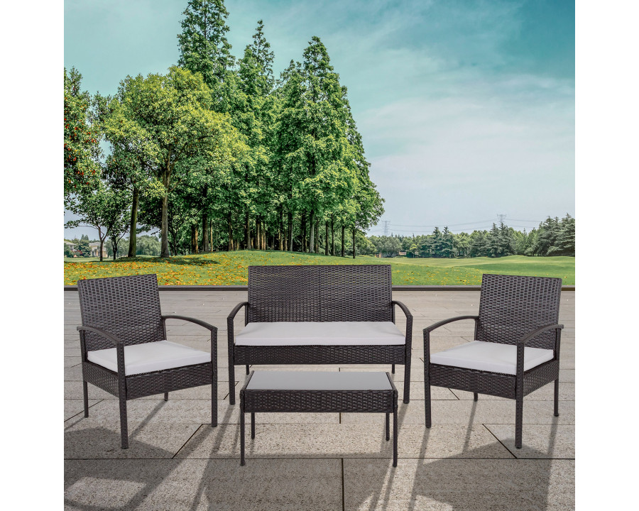 BLNK – Aransas Series Black Patio Set with Steel Frame and Gray Cushions 4 Piece