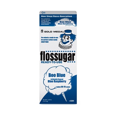 Gold Medal 3201 – Boo-Blue (raspberry) Flossugar, (6) 1/2 gallon cartons