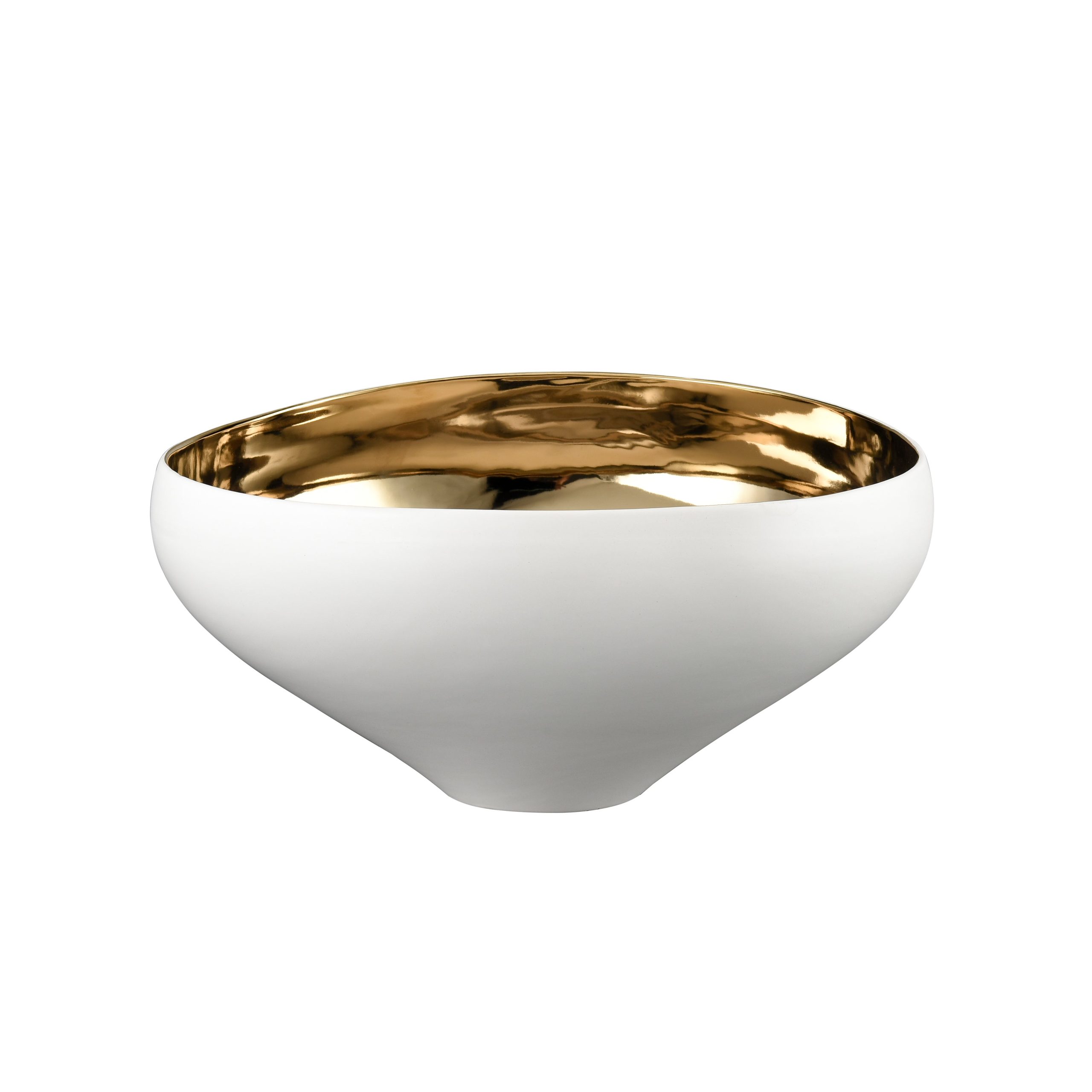 ELK SIGNATURE H0017-9755 Greer Bowl – Tall White and Gold Glazed