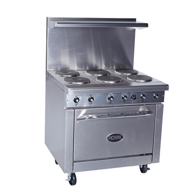 Royal Range RRE-6 – Restaurant Range, electric, 36″, (6) hotplates, (1) standard oven