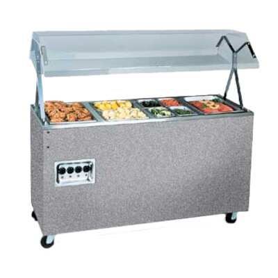 Vollrath 38936464 – Portable Hot Food Electric Steam Table w/Walnut Wrap & Three 525 Watt Wells