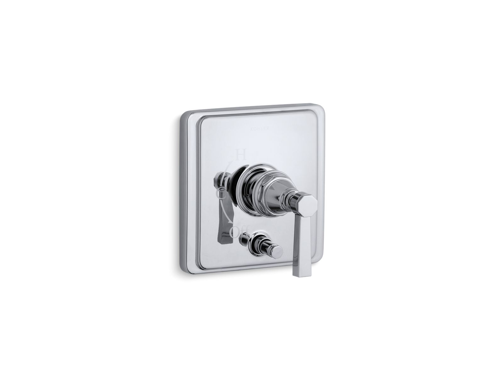 KOHLER K-T98757-4A-CP Pinstripe Rite-Temp Valve Trim With Push-Button Diverter And Lever Handle In Polished Chrome